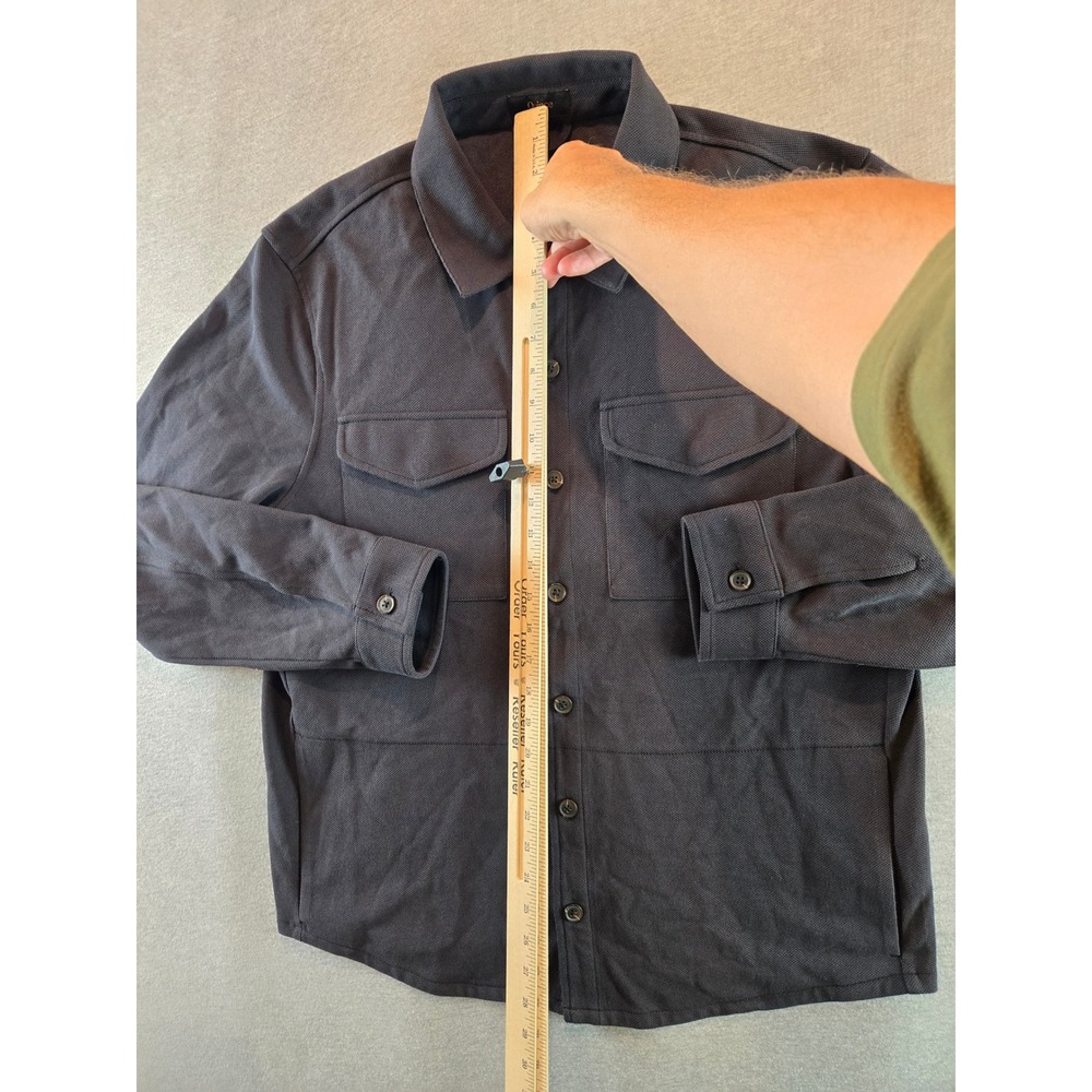 Quince Cotton Pique Knit Overshirt Mens Large Black Organic Blend Shacket L - Picture 8 of 10